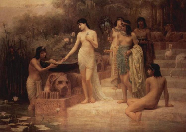 Edwin long,R.A. Pharaos Tochter - Die Auffindung Moses oil painting image